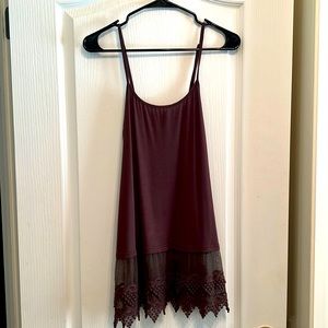 Origami long tank by Vivien Brown with straps and lace at the bottom Small